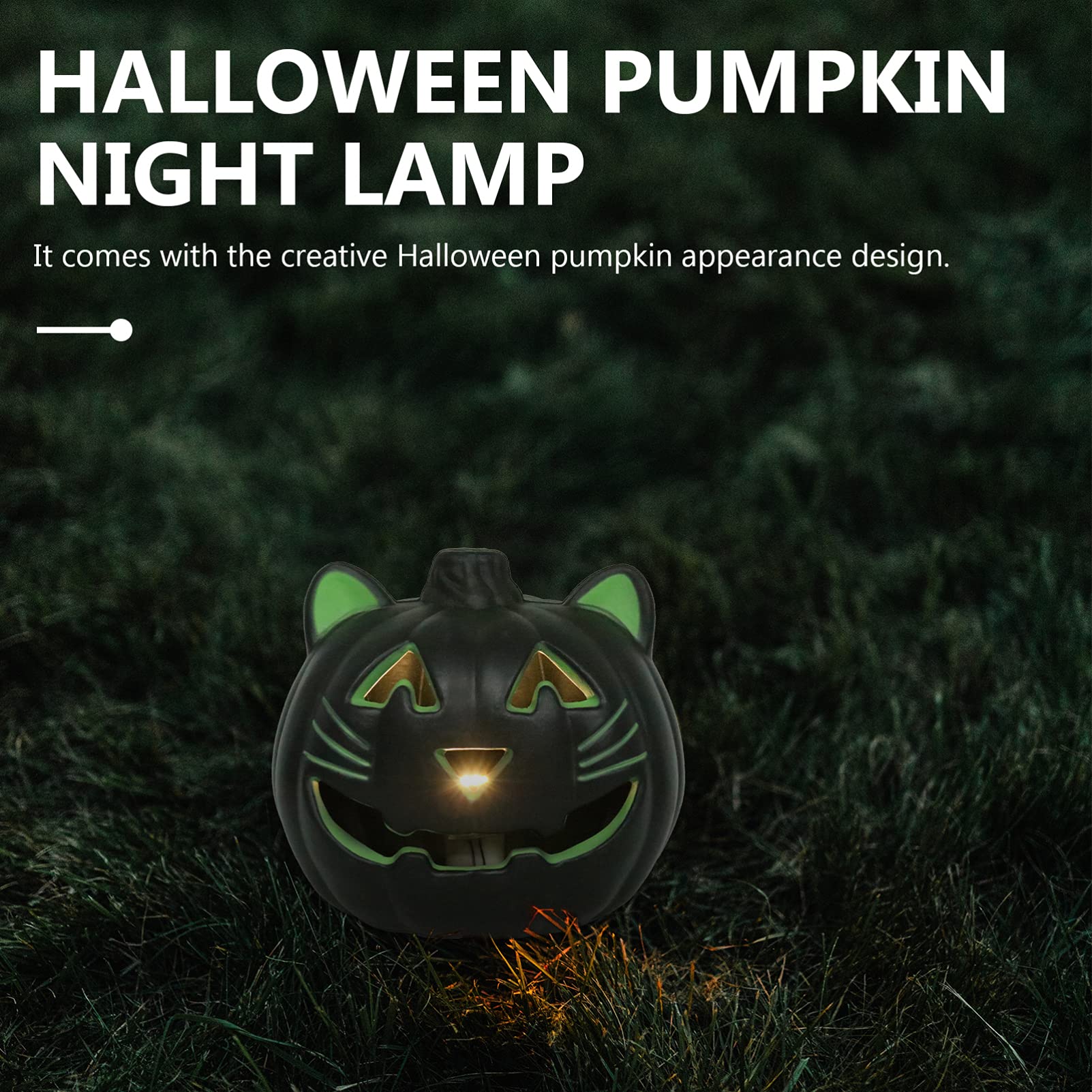 Callaron LED Pumpkin Lantern - Cute Cat Face Halloween Table Light, Battery Powered Jack O'Lantern Decor for Indoor/Outdoor Halloween Party, Porch, Yard, and Home Decoration
