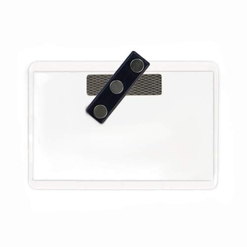 4 x 2.5 Inch Magnetic Badge Holder - Heavy-Duty 3-Point Magnet for Secure Attachment - Top Loading Reusable PVC ID Card Holder (Pack of 50) - Perfect for Office, Events, Hospitals & Security Personnel