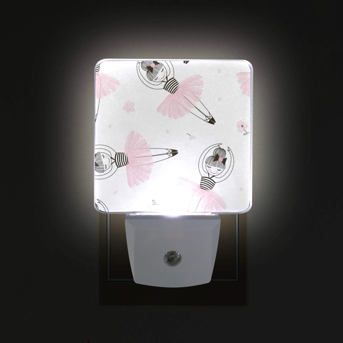 Vikko 2 Pack Cute Ballerina Girl Dancing LED Night Light with Dusk to Dawn Sensor - Plug in Nightlight for Kids & Adults, Perfect for Bedroom, Living Room, Hallway (Home Decor, Nursery, Gift Idea)