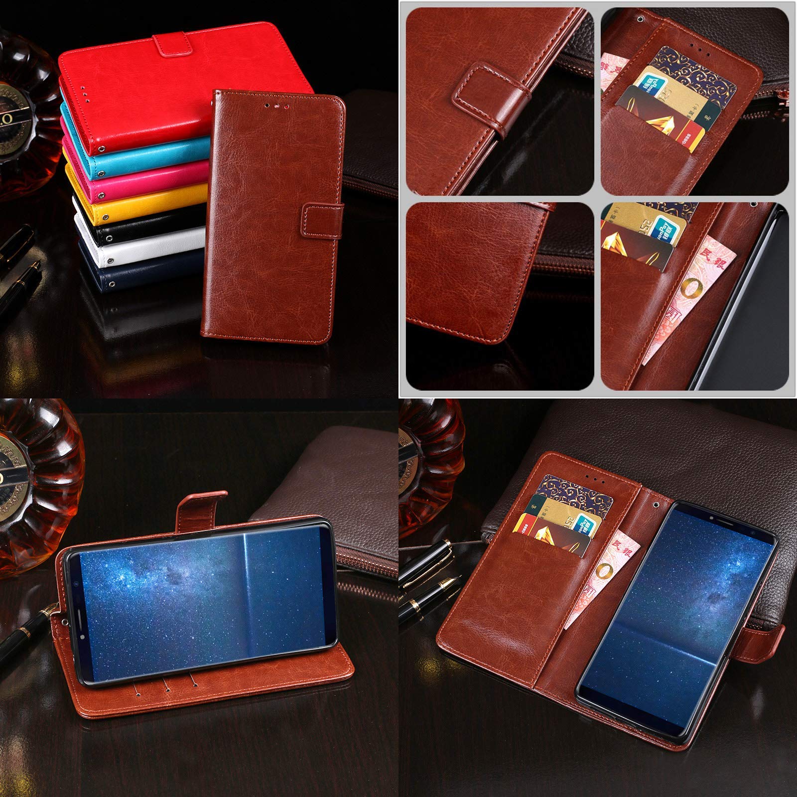 Premium Leather Flip Case for XGODY X30 - Wallet & Card Slot - Yellow