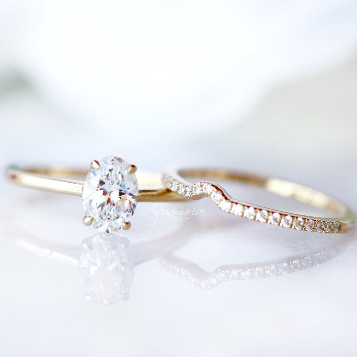 IGI Certified 14K Solid Yellow Gold Lab Grown Diamond Engagement Ring Set for Women | Wedding, Proposal, Anniversary Gift