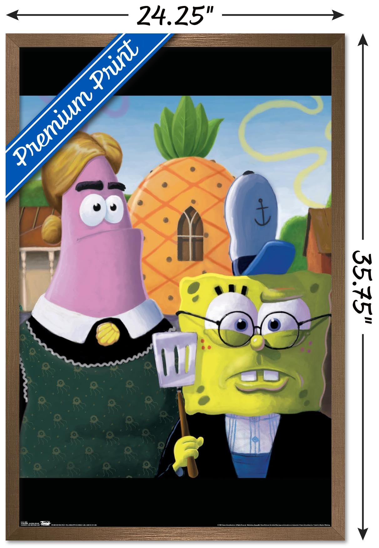 Trends International Nickelodeon Spongebob American Gothic Wall Poster - 22.375 x 34 Inches, Bronze Framed Art Print - Perfect for Kids' Rooms, Game Rooms & Pop Culture Decor