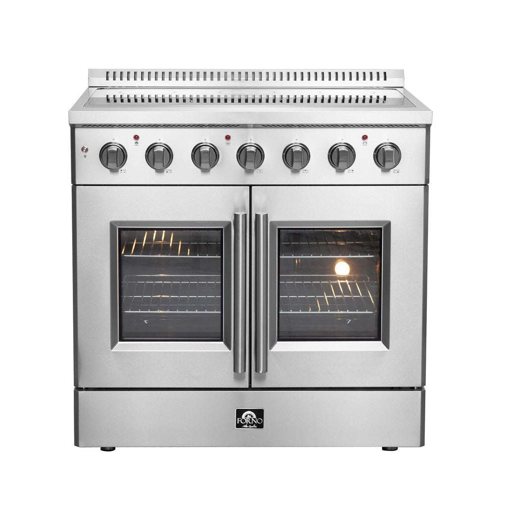 Forno Galiano 36-inch 5.36 cu. ft. Stainless Steel French Door Freestanding Electric Range - FFSEL6917 36 | Perfect for Modern Kitchens, Home Chefs & Entertaining