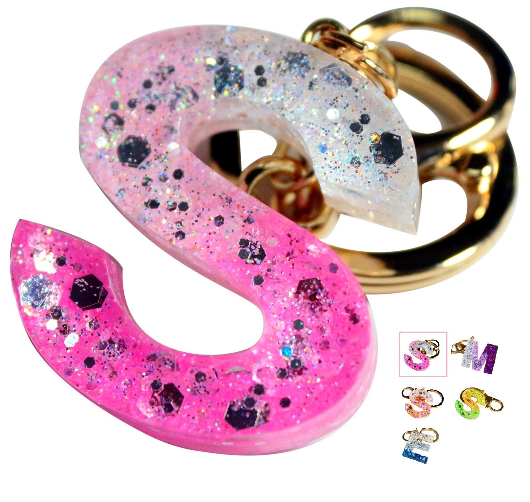 Personalized Sparkly Glitter Initial Keychain A-Z Letter - Premium Bag Charm Keychain Accessories for Women - Perfect for Gifts, Backpacks, and Key Organization