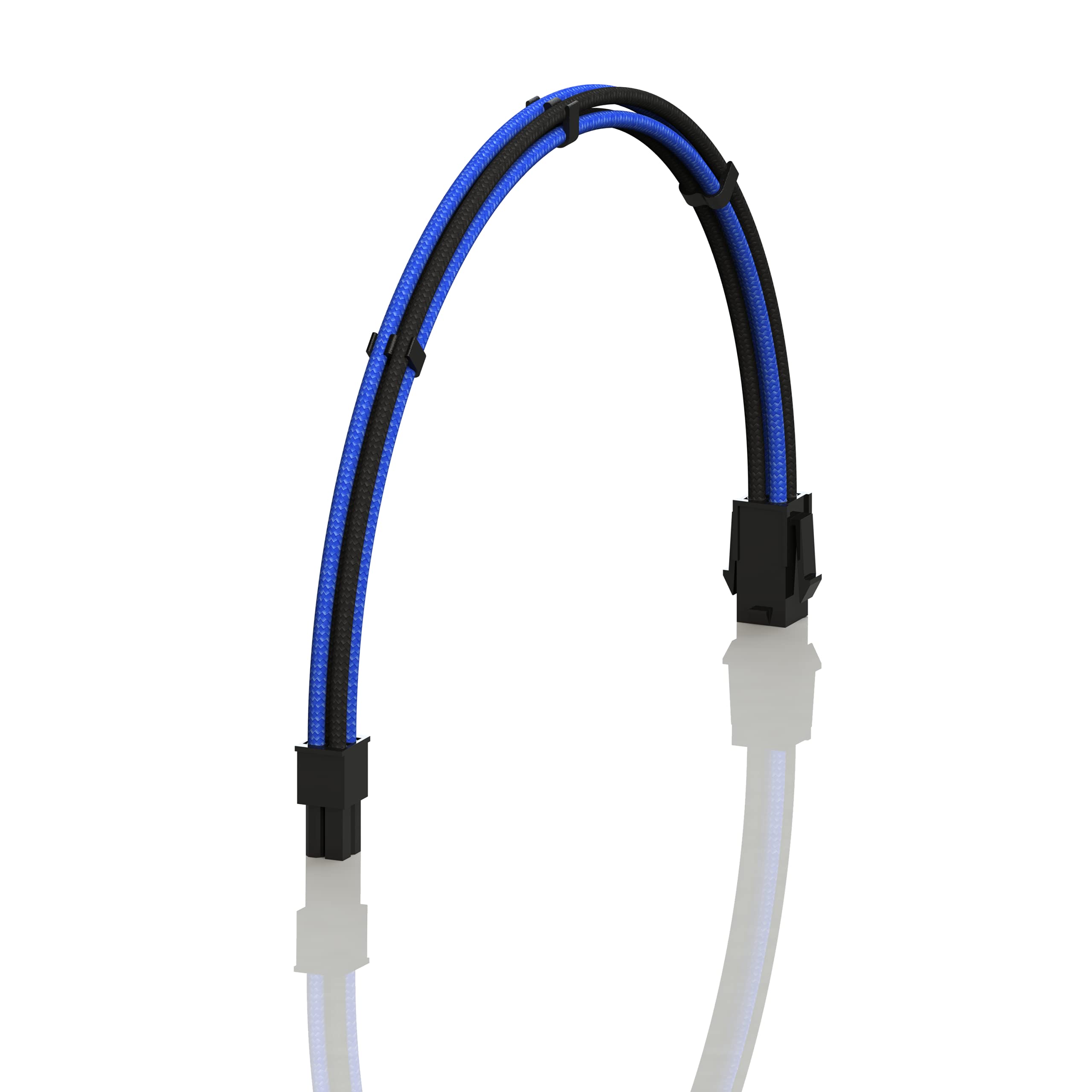 LINKUP - AVA 50cm EPS 4 Pin CPU ATX Motherboard PSU Power Supply Braided Sleeved Custom Mod PC Extension Cable with Combs | Strong & Stiff Design | Single Pack | 500mm - Blue Black | Perfect for Gaming PC Builds & Custom Cable Management