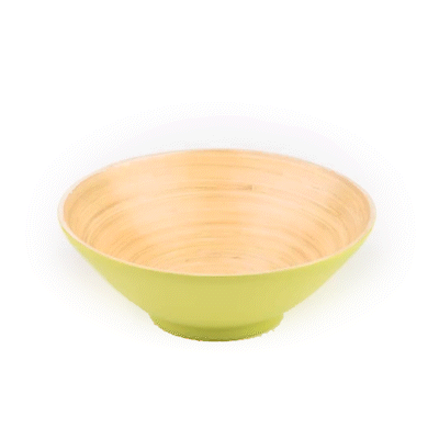 Bambuddha 29 oz Round Green Spun Bamboo Serving Bowl - 8.25
