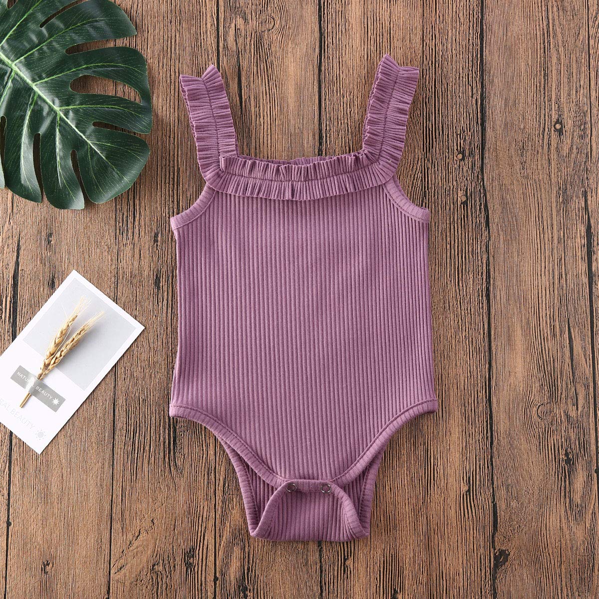 Infant Baby Girls Ribbed Strappy Sleeveless Cotton Romper Bodysuit - Soft Summer Jumpsuit for 0-24 Months - Perfect for Playtime, Beach & Family Outings