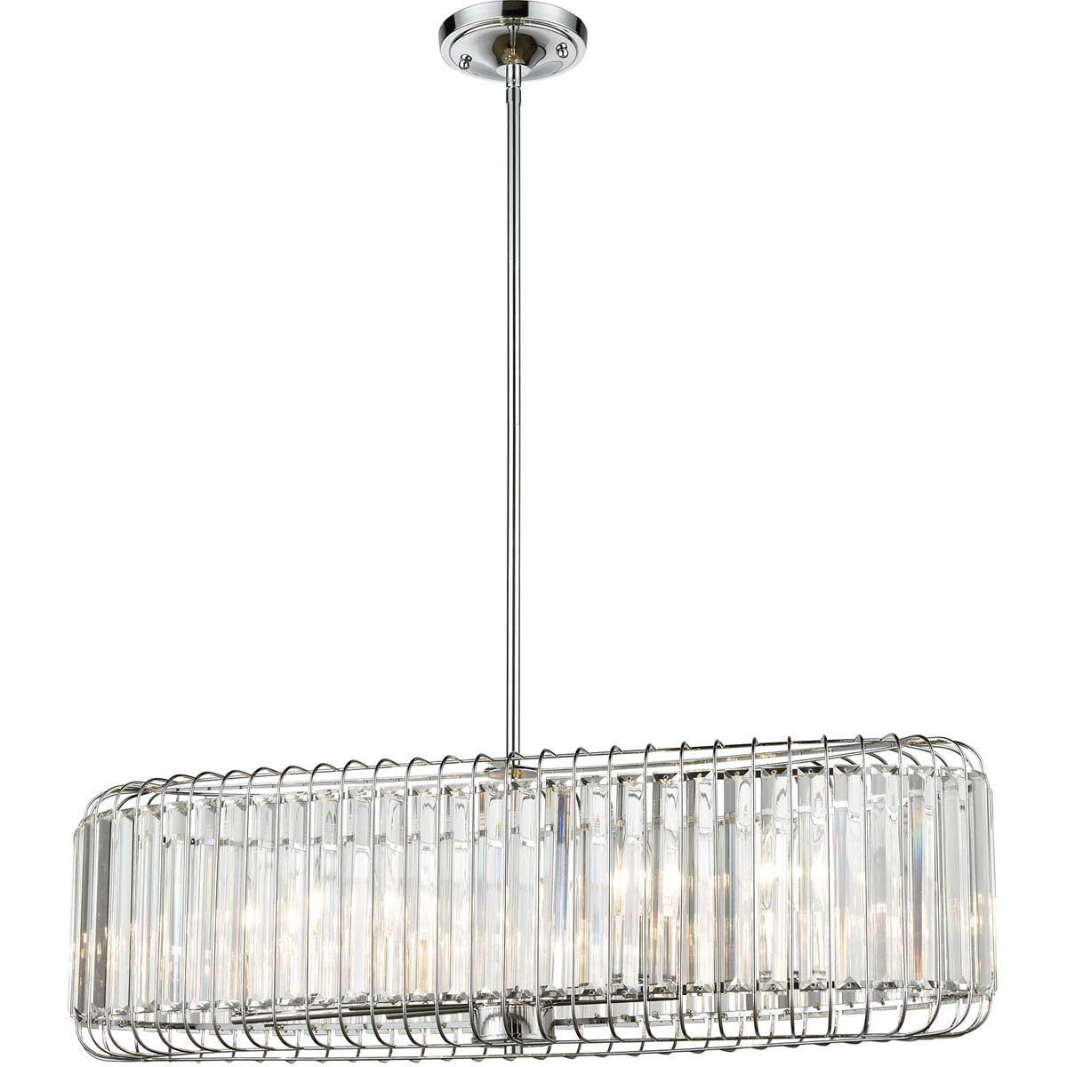 14978-PCC6 Scottdale 6-Light 32-Inch Polished Chrome Ceiling Pendant Island Lighting Fixture for Kitchen, Dining Room, and Foyer - Modern Farmhouse Style