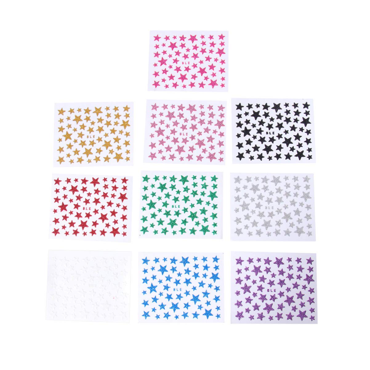 Lurrose 10 Sheet Glitter Star Nail Art Stickers - DIY Self-Adhesive Nail Decals for Women & Girls - Perfect for Parties, Salons & Home Manicures