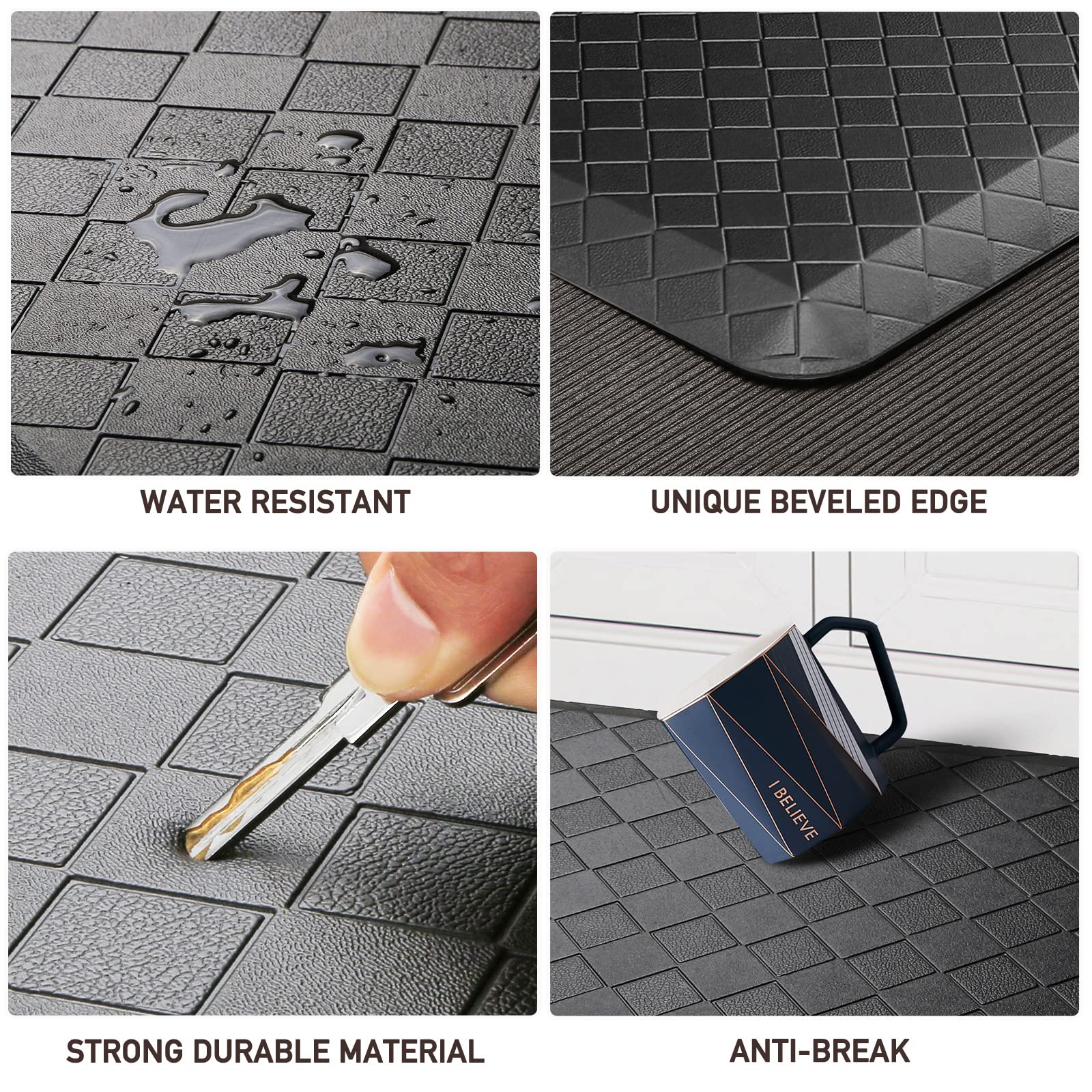 **HappyTrends Anti-Fatigue Kitchen Floor Mat - 5/4 Inch Thick, Waterproof Non-Slip Rug for Standing Comfort - Heavy Duty Ergonomic Mat for Kitchen, Office, Sink - Perfect for Cooking, Dishwashing & Long Work Hours**