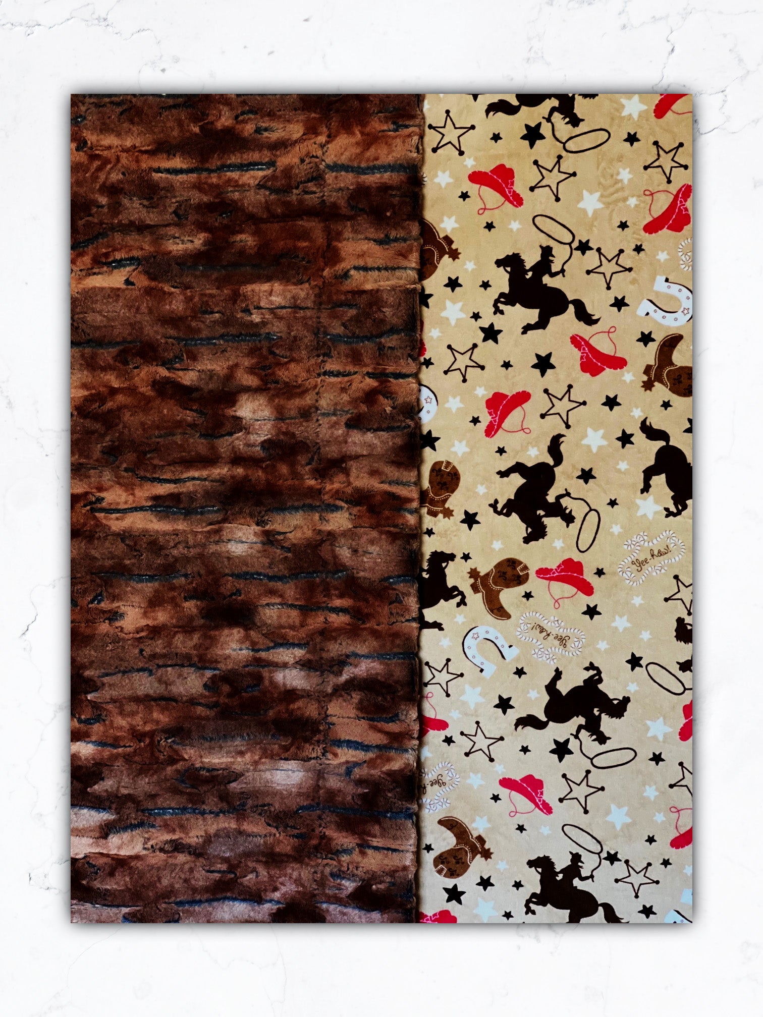 Rustic Cowboy Buckaroo Fox Copper & Brick Minky Blanket - 53x65 Inch Large Soft Throw Blanket for Western Home Decor, Cabin Bedding, or Cozy Sofa Snuggling