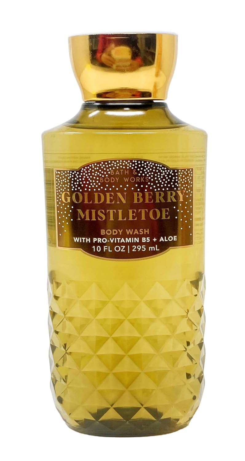 Golden Berry Mistletoe Body Wash with Pro-Vitamin B5 & Aloe Vera - 10 fl oz Moisturizing Shower Gel for Dry Skin - Perfect for Winter Hydration & Relaxing Bath Time
