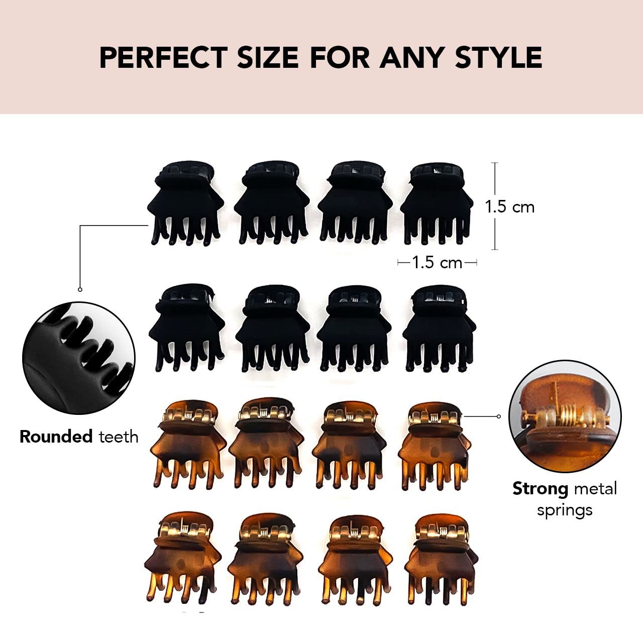 Kitsch Small Hair Clips for Women - No Pulling Non-Slip Baby Hair Barrettes | 16-Piece Set in Tortoise & Black | Durable Plastic Hair Accessories for Everyday Use, Work, and Special Occasions