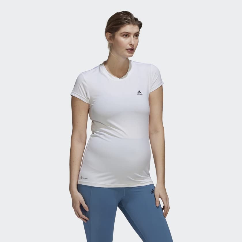 Adidas Women's Designed 2 Move Maternity Sport T-Shirt - Breathable Workout Top for Yoga, Running & Gym - Comfortable Pregnancy Activewear