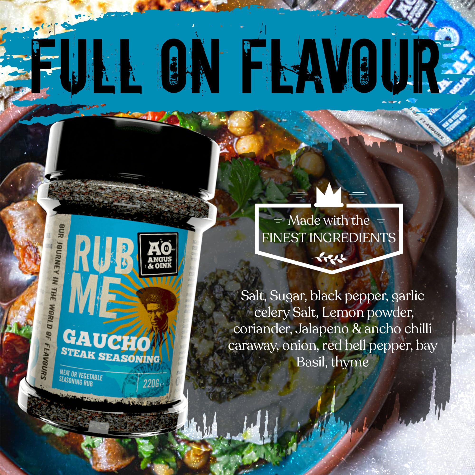 Angus & Oink Gaucho BBQ Seasoning Rub - Authentic Argentine Asado Flavor for Beef & Lamb - Gluten-Free 200g - Perfect for Grilling, Smoking & Outdoor Cooking
