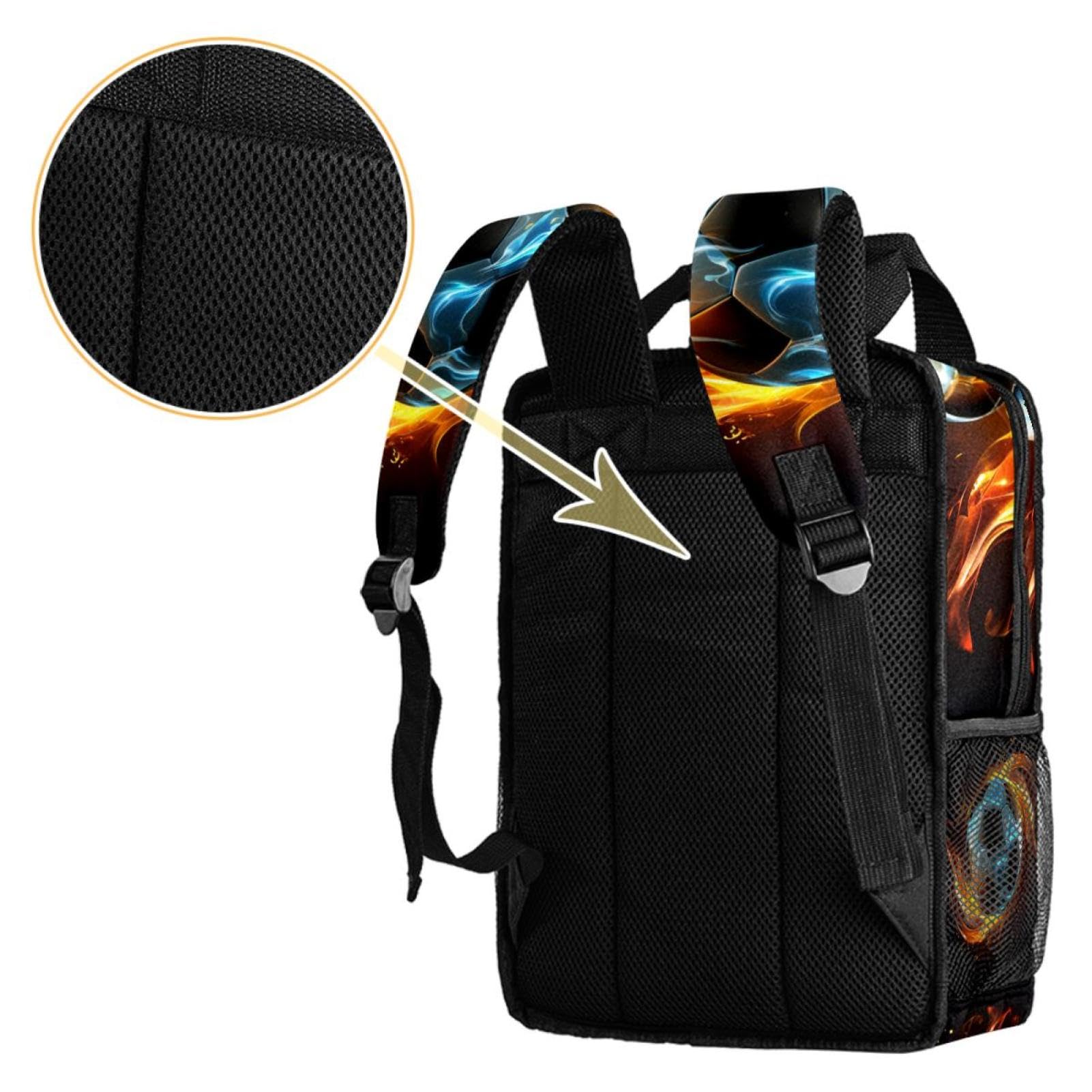 Best Travel Backpack for Women & Men - Lightweight Durable Hiking Backpack with Flaming Football Design - Perfect for Camping, College & Airplane Carry-On
