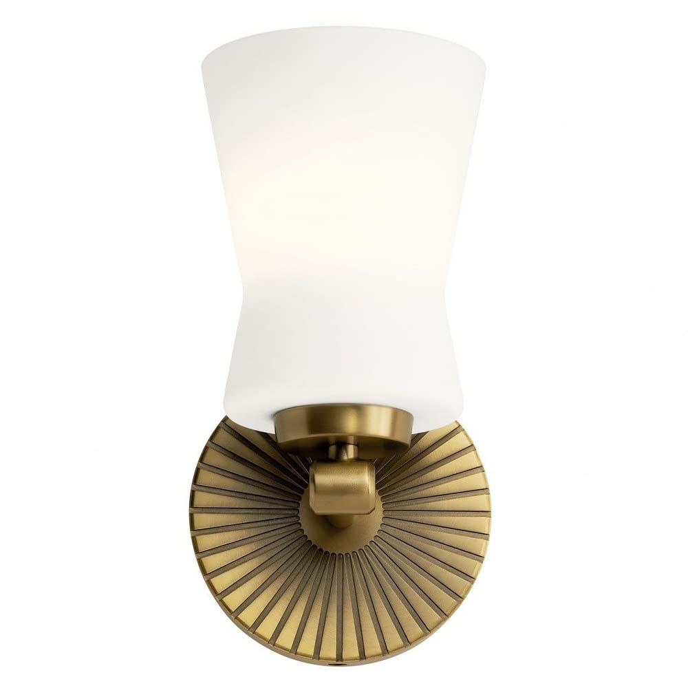 Kichler Brianne 9.5 Inch Wall Sconce - 1 Light Fixture with Satin Etched Cased Opal Glass in Classic Pewter Finish | Perfect for Bedroom, Hallway, and Entryway Lighting