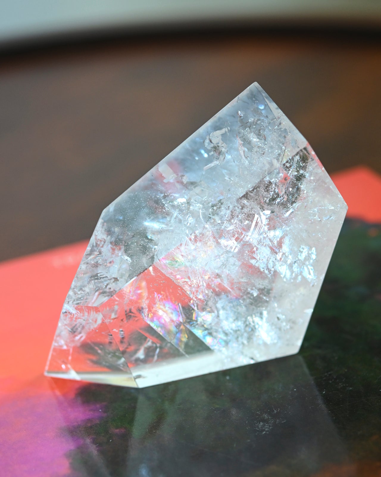 5 Inch Clear Quartz Geometric Crystal with Stand - Perfect for Home Decor, Meditation & Healing | Feng Shui, Office Desk & Gift Idea