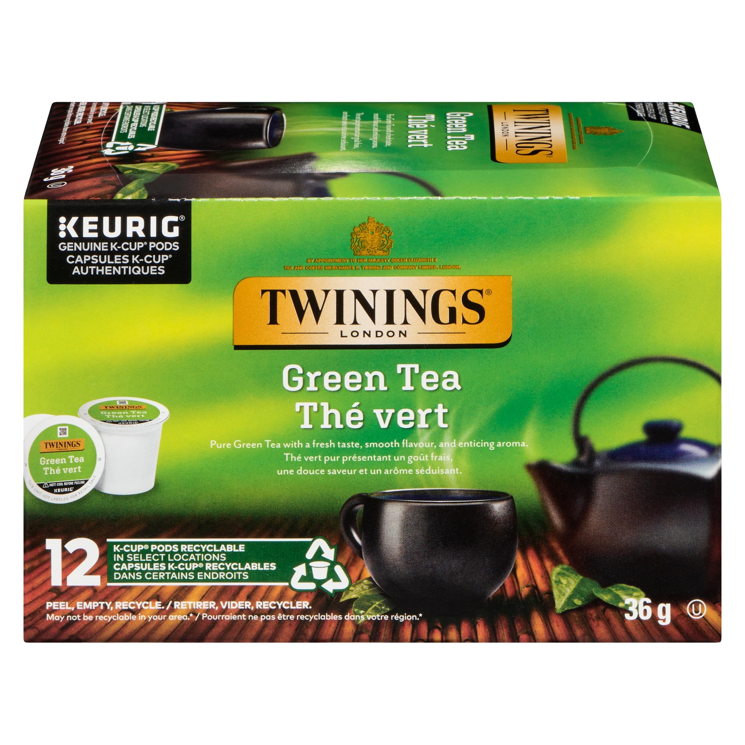 Twinings Pure Green Tea K-Cup Pods for Keurig - 48 Count (2 Packs) | Smooth Flavor, Refreshing Aroma, Caffeinated | Perfect for Morning Boost, Afternoon Relaxation & Iced Tea in Summer