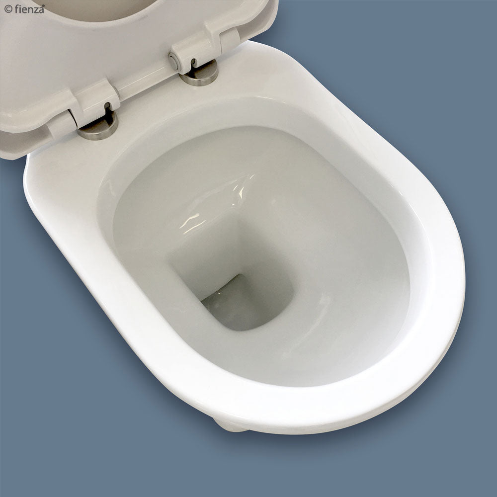 Fienza Rak Washington Close Coupled Toilet Suite with P-Trap in White - Perfect for Modern Bathroom Renovations and Space-Saving Installations