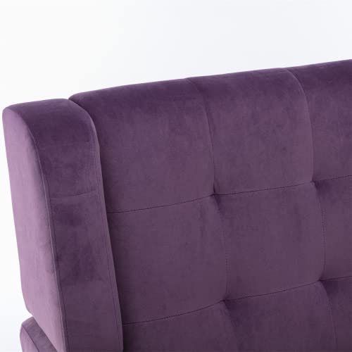 Modern Upholstered Accent Chair with Button Tufted Design & Black Legs - Lavender Purple Linen Fabric Armchair for Living Room, Bedroom & Home Decor | Perfect for Reading Nook, Lounge Area or Office Space