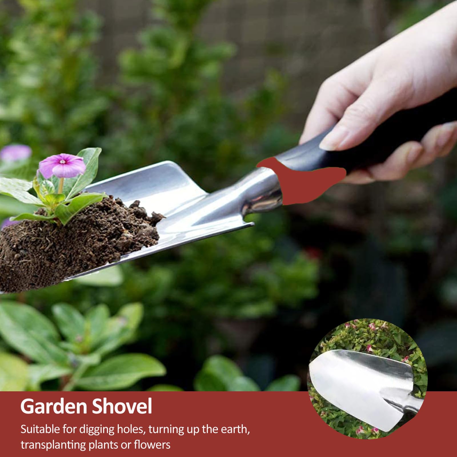 **3-Piece Heavy Duty Garden Tool Set - Stainless Steel Garden Trowel, Transplant Trowel & Hand Rake with Non-Slip Ergonomic Handle - Perfect for Planting, Weeding & Landscaping - Ideal Gardening Gifts for Women & Men**