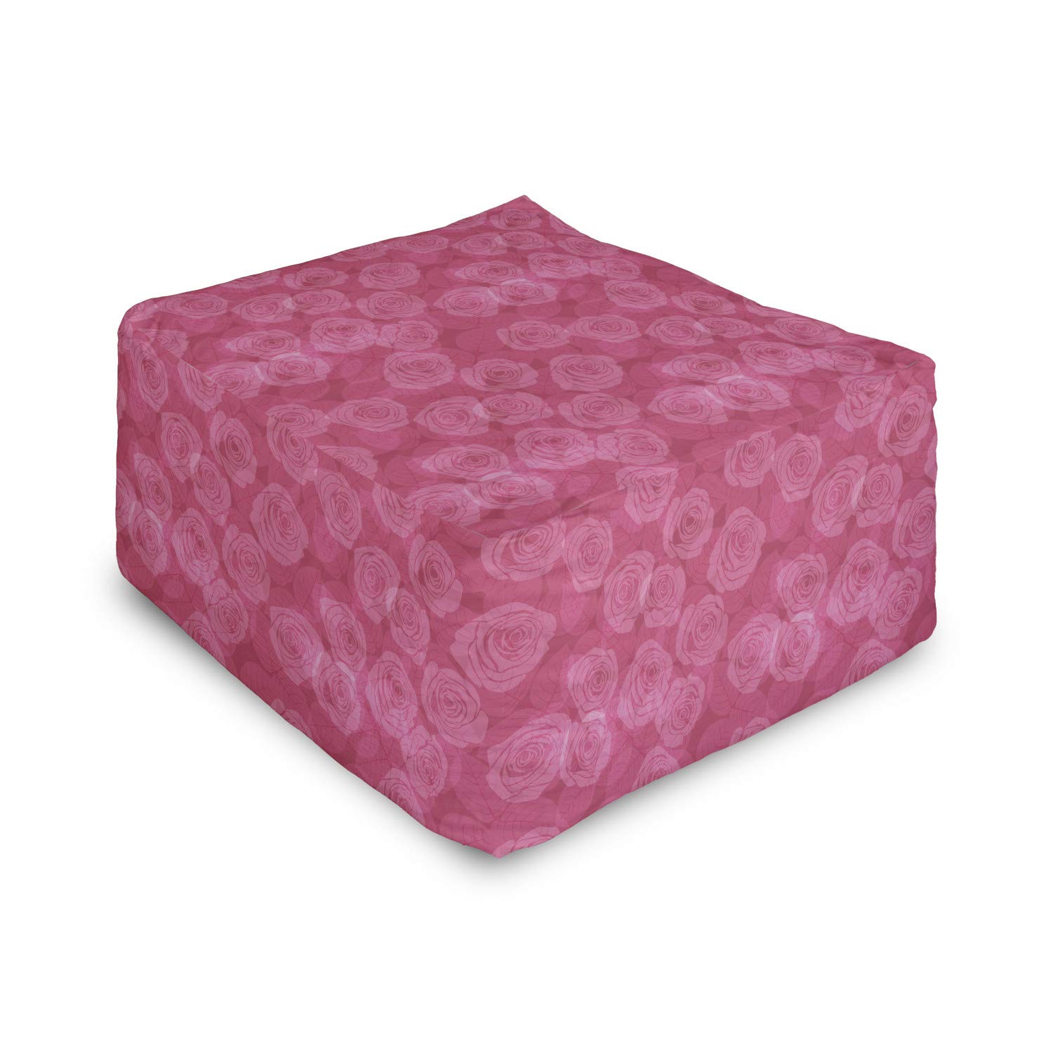 Ambesonne Pink Rose Rectangle Pouf Ottoman - 25