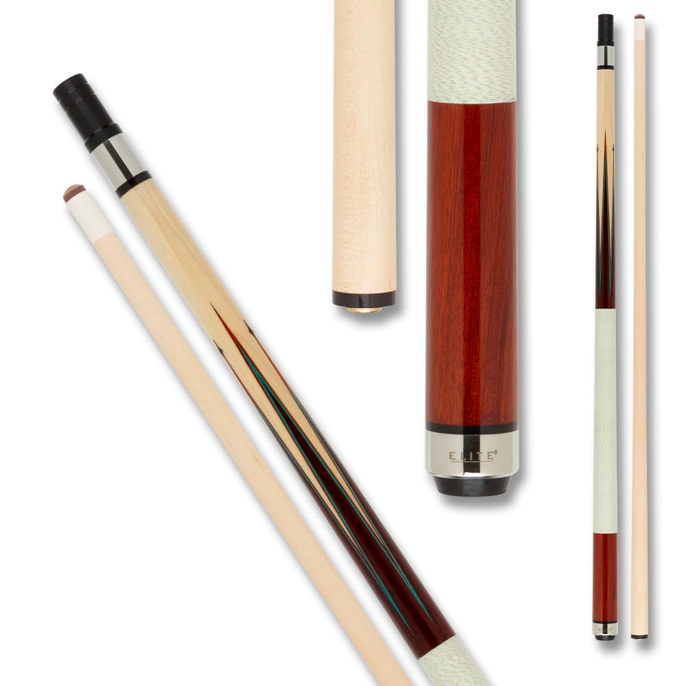 Elite ESP01 Pool Cue - Cocobolo & Hard Rock Canadian Maple with Rosewood & Green Points, Perfect for Professional and Recreational Pool Games