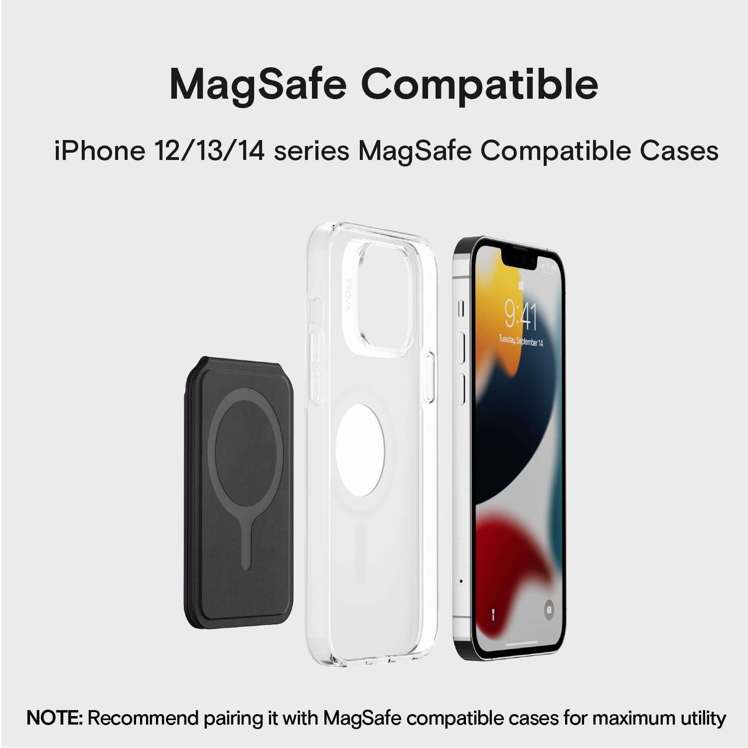 MOFT MagSafe Wallet Stand for iPhone 14/13/12 Series - Adjustable & Ergonomic Phone Grip Holder with Card Slot | Perfect for Work, Travel & Hands-Free Viewing