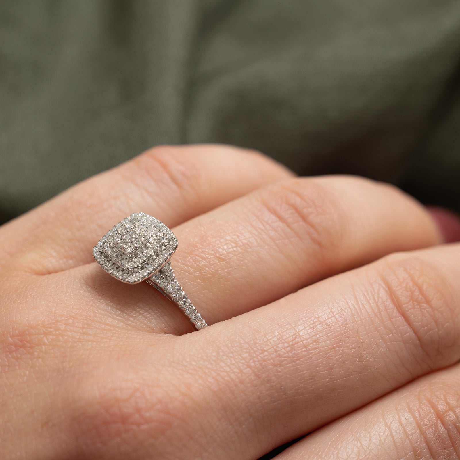 Diamond Double Halo Engagement Ring 0.48ctw Illusion Set - Size 10 | Wedding, Proposal, Anniversary Gift for Her