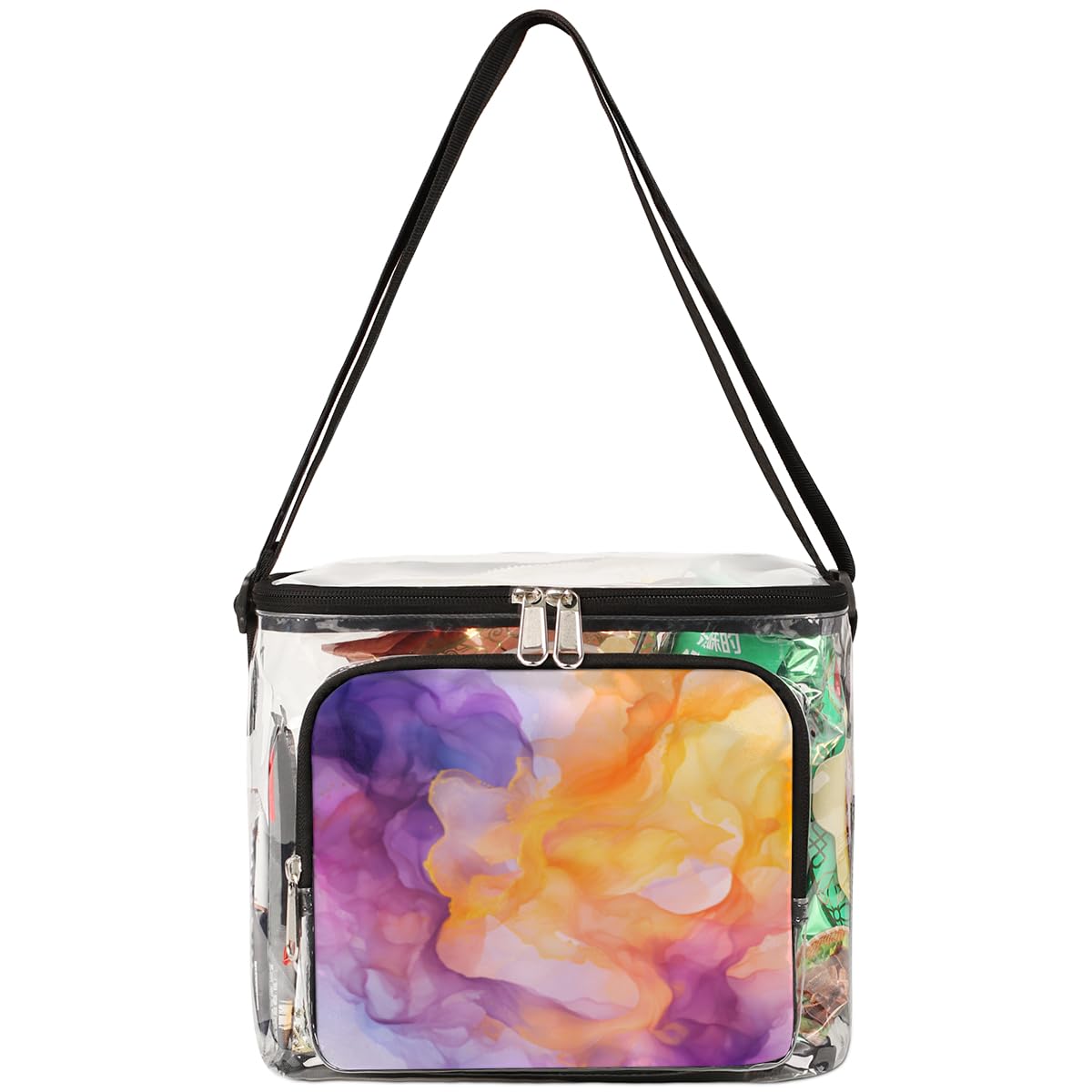 GzLeyigou Clear Transparent Tote Bag with Handles - Abstract Smoke Waves Design, Crossbody Shoulder Bag for Lunch, Outdoor, Travel, Picnic, Concerts & Sports Events | Stadium Approved Multi-Purpose Carryall for Beach Day, Music Festival, Shopping & Daily Commute