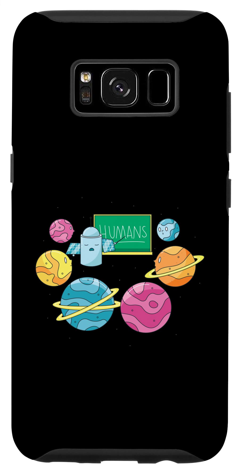 Galaxy S8 Phone Case - Funny Humans & Planets Design - Protective Cover for School & Learning - Perfect for Students, Teachers & Space Lovers