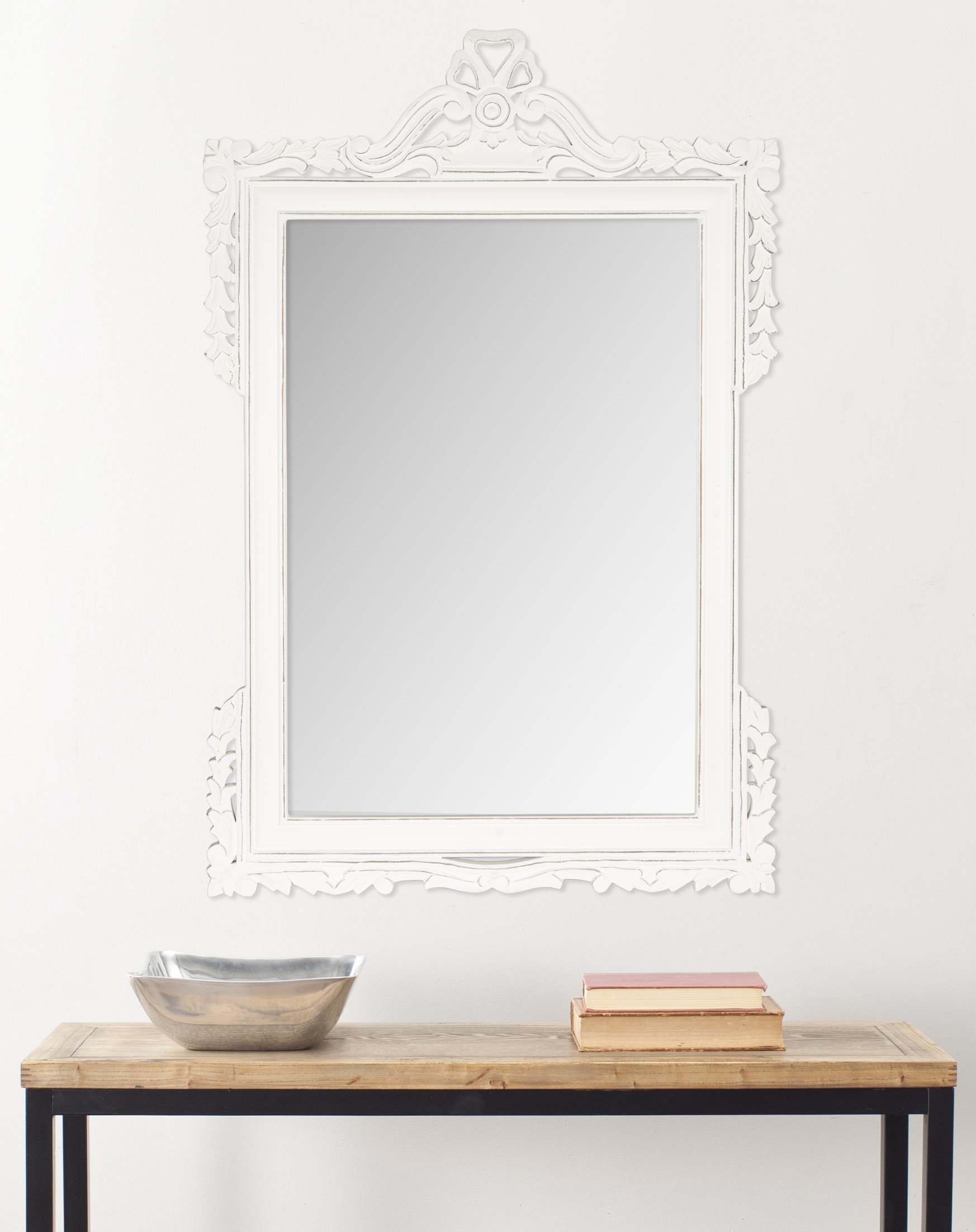 Safavieh Home Collection Pedimint Mirror - White Wall Mirror for Living Room, Bedroom & Entryway Decor