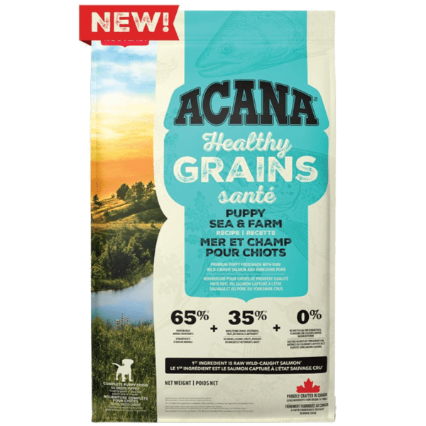 ACANA Healthy Grains Sea to Farm Puppy Recipe Dry Dog Food - Premium Grain-Inclusive Nutrition for Growing Puppies | Perfect for Small & Large Breed Puppy Development & Daily Meals