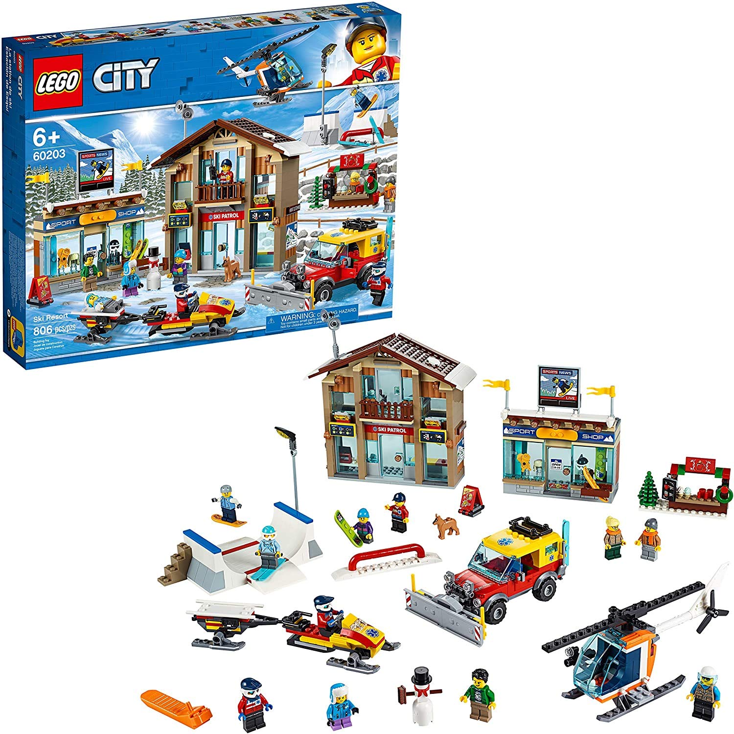 LEGO City Ski Resort 60203 Building Kit - 806 Piece Snow-Themed Construction Toy for Kids Ages 6-12 | Creative Play, Winter Themed Gift & STEM Learning | Perfect for Birthday Presents & Holiday Decorations