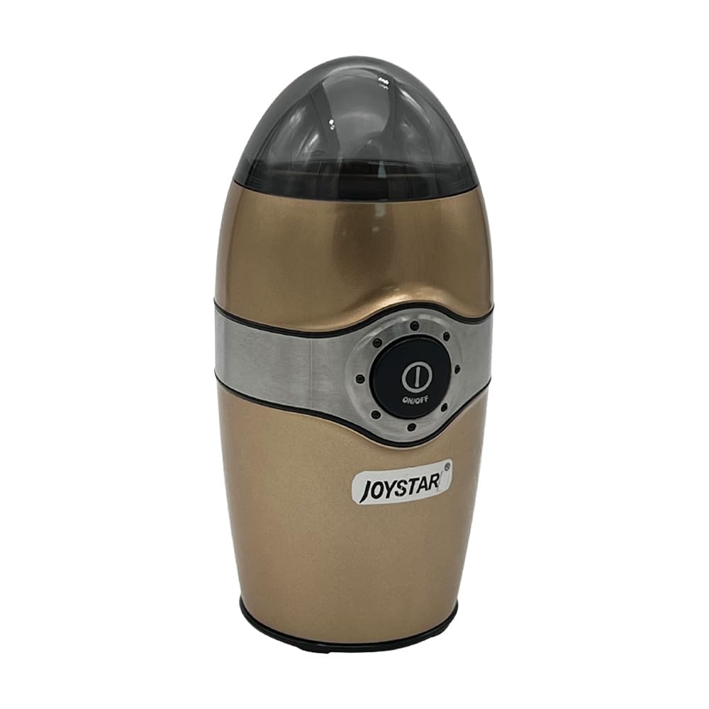 Joystar Electric Coffee Grinder - Stainless Steel Blade, 3oz Capacity, Quiet Operation with On/Off Button - Perfect for Espresso, Latte, Mocha & French Press - Includes Measuring Spoon for Home & Office Use