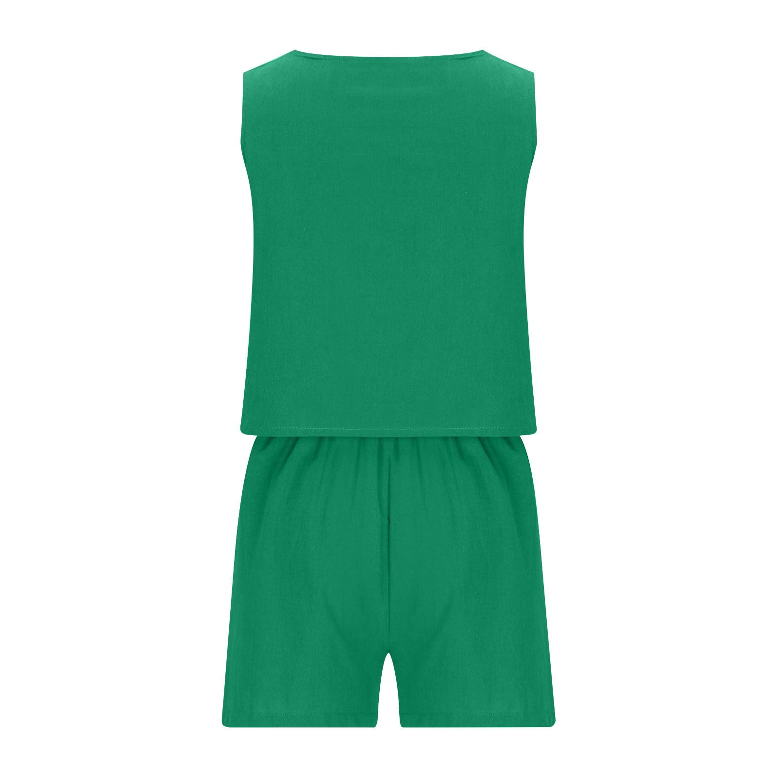 2 Piece Linen Lounge Sets for Women - Square Neck Sleeveless Tank Top & Sweat Shorts | Workout, Athletic, Casual Outfits for Summer, Yoga, Home Wear & Vacation