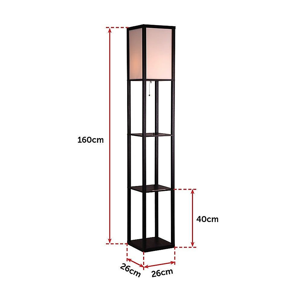 Modern Floor Lamp with Open Shelf & Diffused Shade - Adjustable Reading Light for Living Room, Bedroom & Office - Space-Saving Home Decor with Storage Shelves