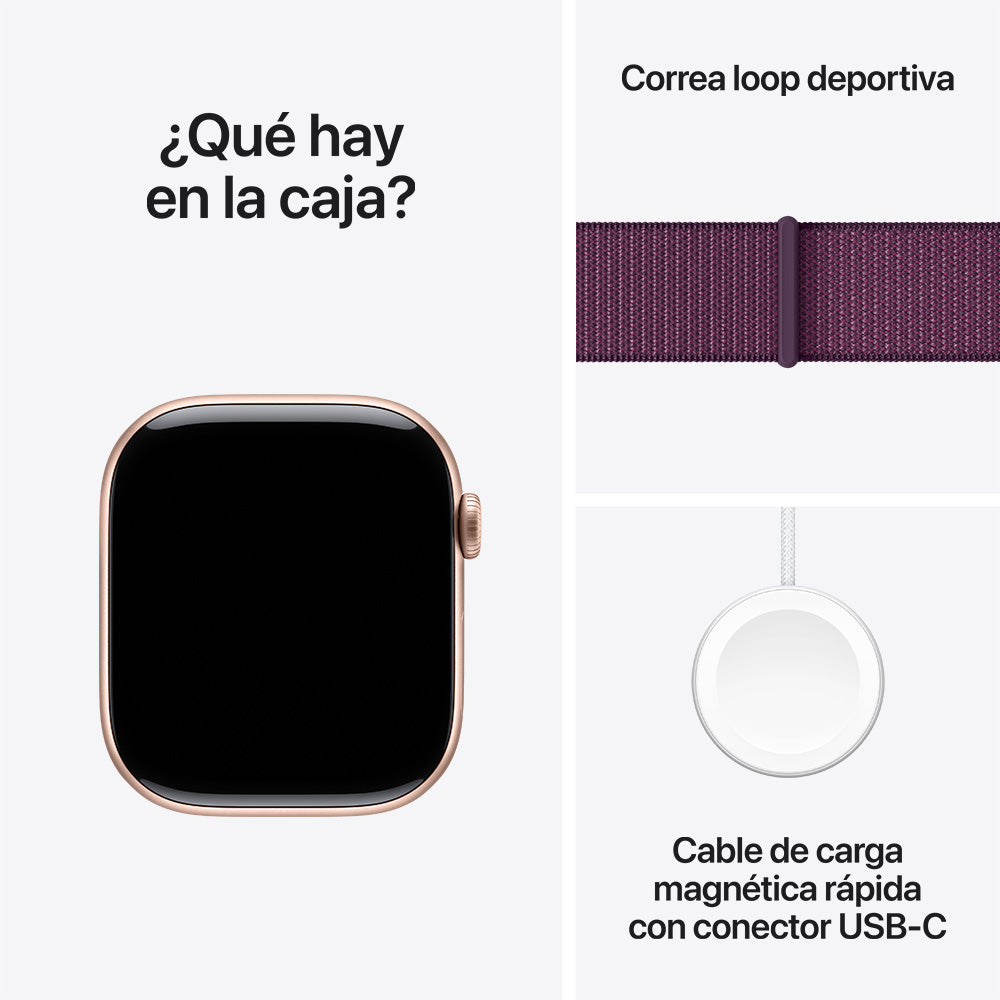 Apple Watch Series 10 GPS 46mm - Rose Gold Aluminum Case with Plum Sport Loop Band - Perfect for Fitness Tracking & Everyday Wear
