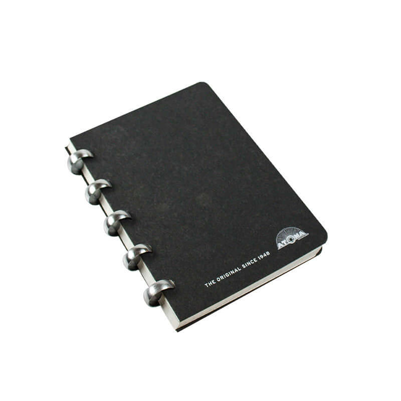 Atoma Refillable Notebook with Texon Cover - Black, 95 x 140mm | Disc Bound System for Office, School & Creative Journaling