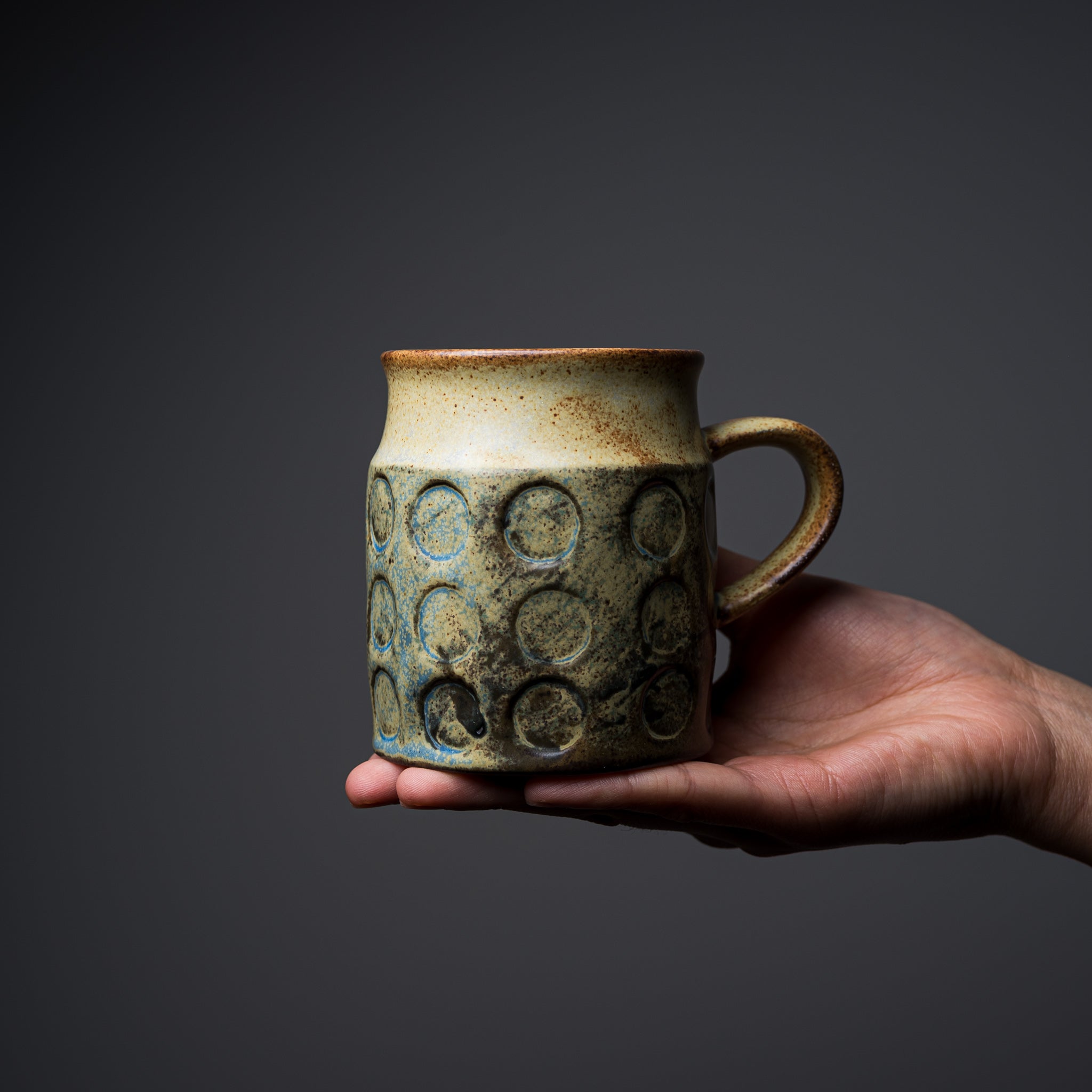 Seto Ware KASHIWA Polka Dot Ceramic Mug - 270ml (9oz) Japanese Tea Cup for Coffee, Tea & Hot Drinks - Perfect for Home, Office & Gift Giving