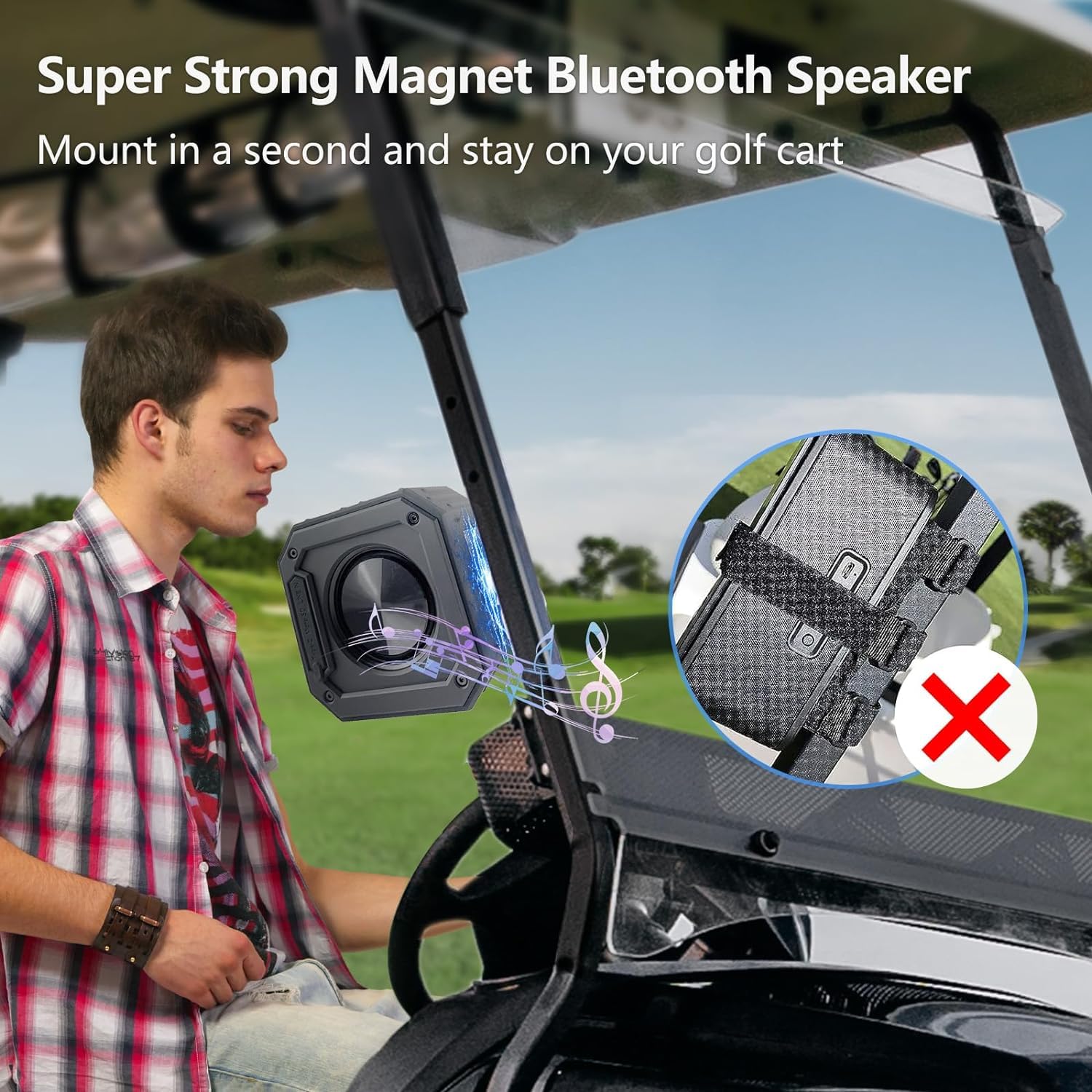 Bamberg 15W Golf Speaker - IPX7 Waterproof Bluetooth Speaker for Golf Carts, Outdoor Sports & Travel | Portable Wireless Speaker for Golfing, Beach, Pool Parties & Backyard BBQs
