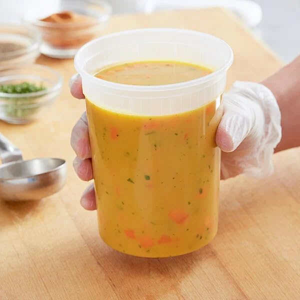 24-Piece Food Storage Containers Set - 32 oz BPA-Free Plastic Deli Containers with Lids | Stackable, Leakproof & Microwave/Dishwasher/Freezer Safe | Perfect for Meal Prep, Soup, Slime & Leftovers Storage
