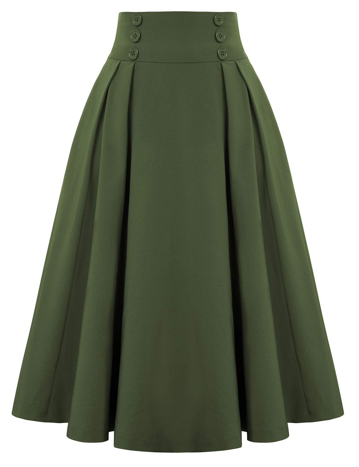 Belle Poque Women's Vintage High Waist Plaid Pleated Skirt with Pockets - Retro A-Line Skirt for Casual, Office & Party Wear - BPA020