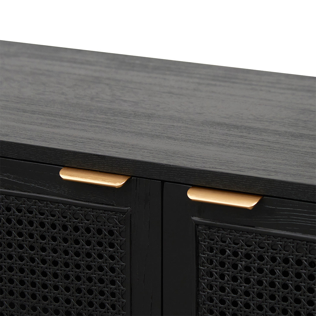 1.7m ELM TV Stand Entertainment Unit in Full Black - Modern TV Console for Living Room, Home Theater & Media Storage