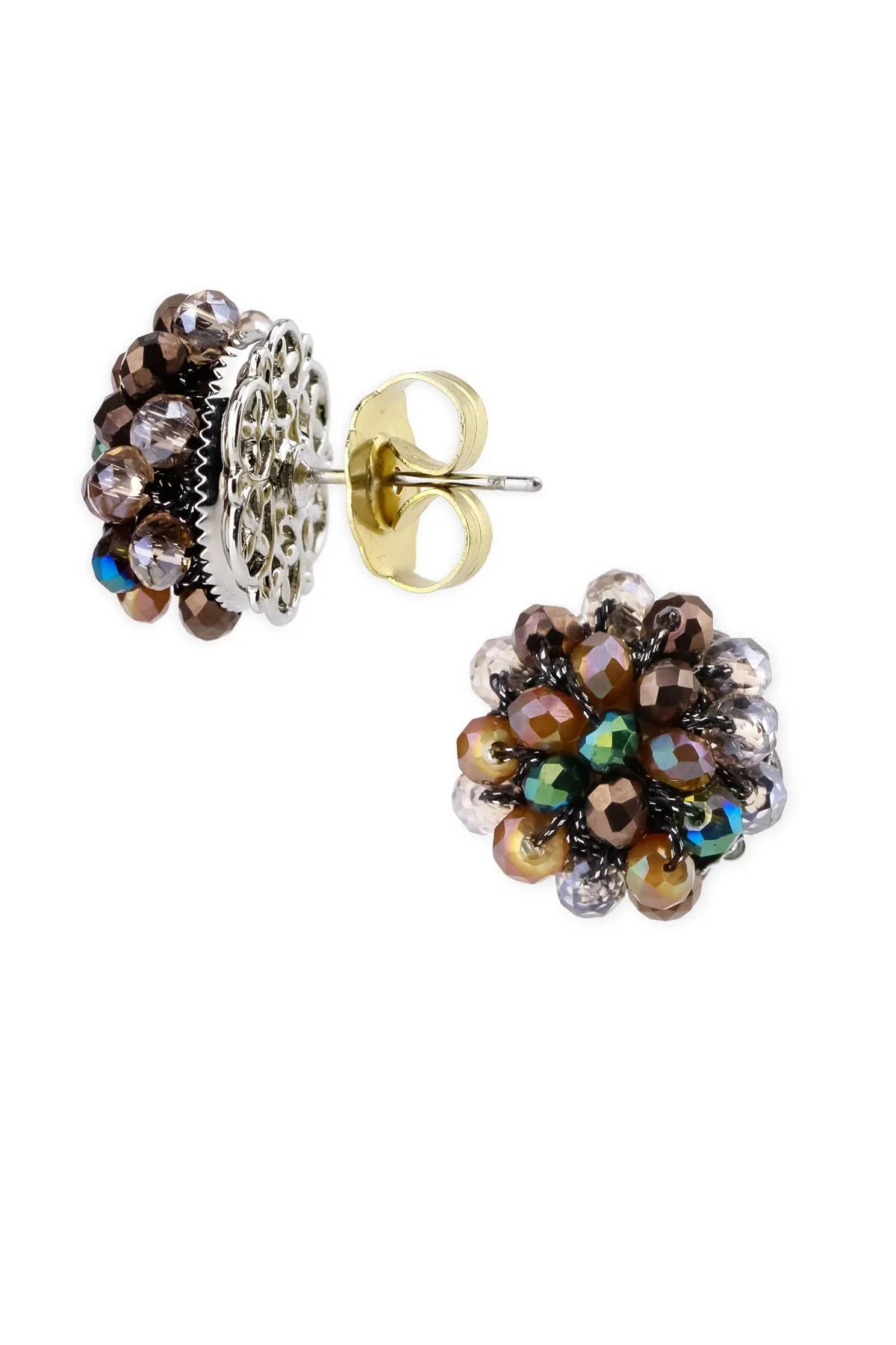 Raspberry Cluster Stud Earrings for Women - Dainty Freshwater Pearl & Crystal Accent Jewelry - Perfect for Daily Wear, Parties & Gifts