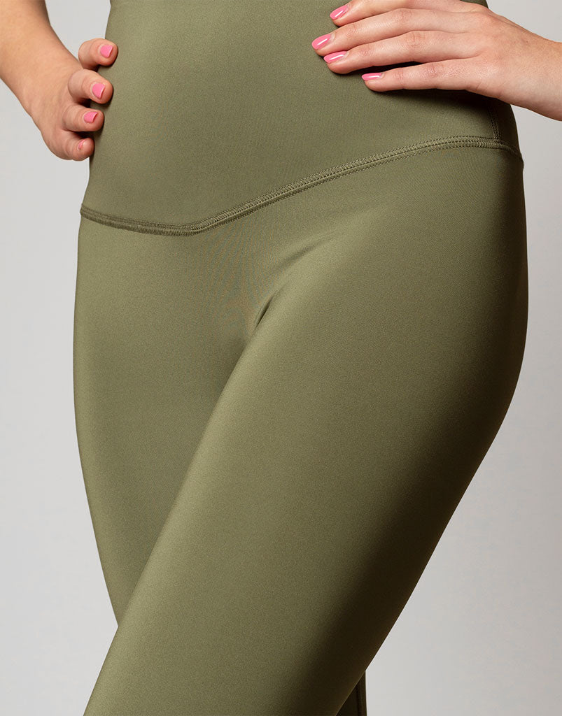 Freestyle Flat Front Leggings for Women - High Waist Yoga Pants with Moss Color - Perfect for Workouts, Running, Yoga & Casual Wear