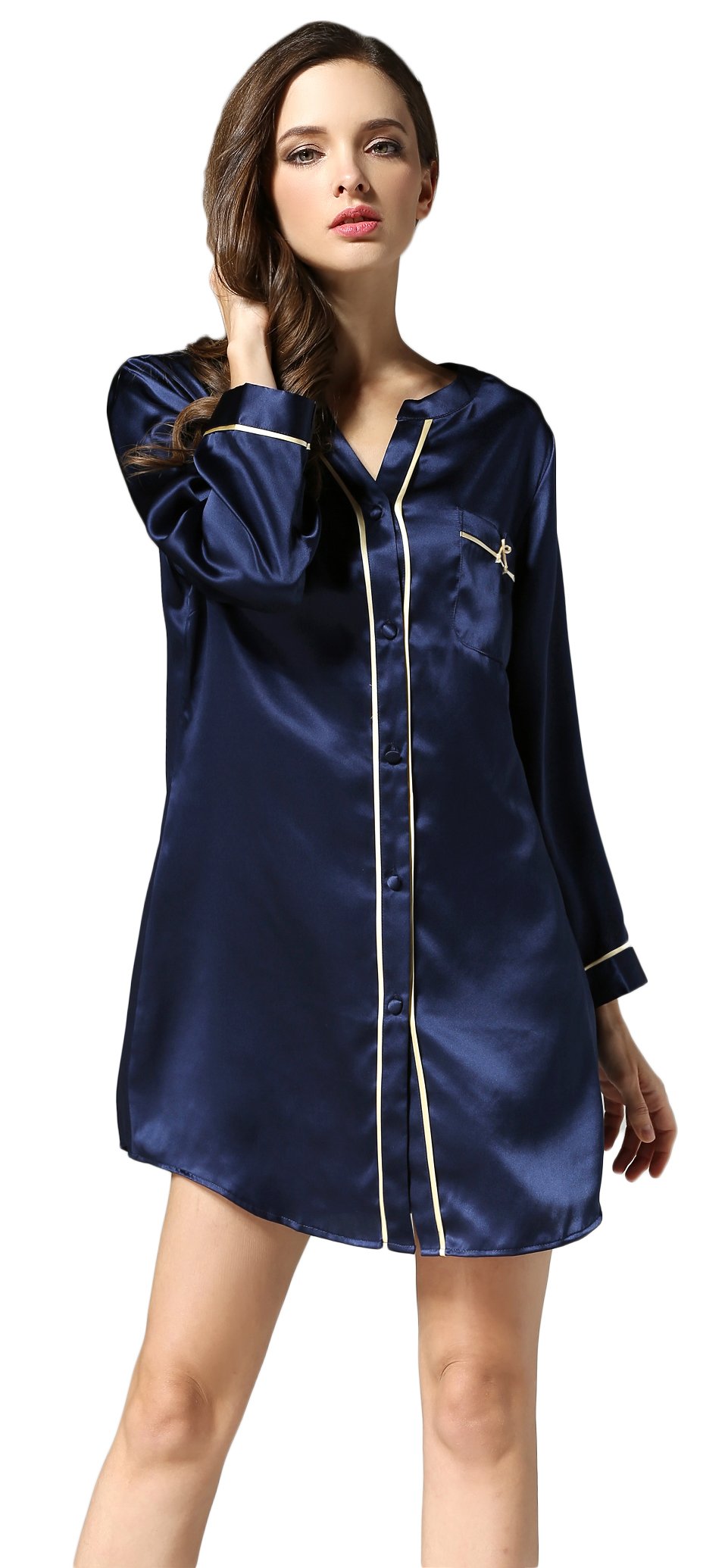 Pure Mulberry Silk Nightshirt for Women - Soft & Breathable Sleepwear Pajama Nightgown - Perfect for Relaxing at Home, Lounging & Comfortable Sleep