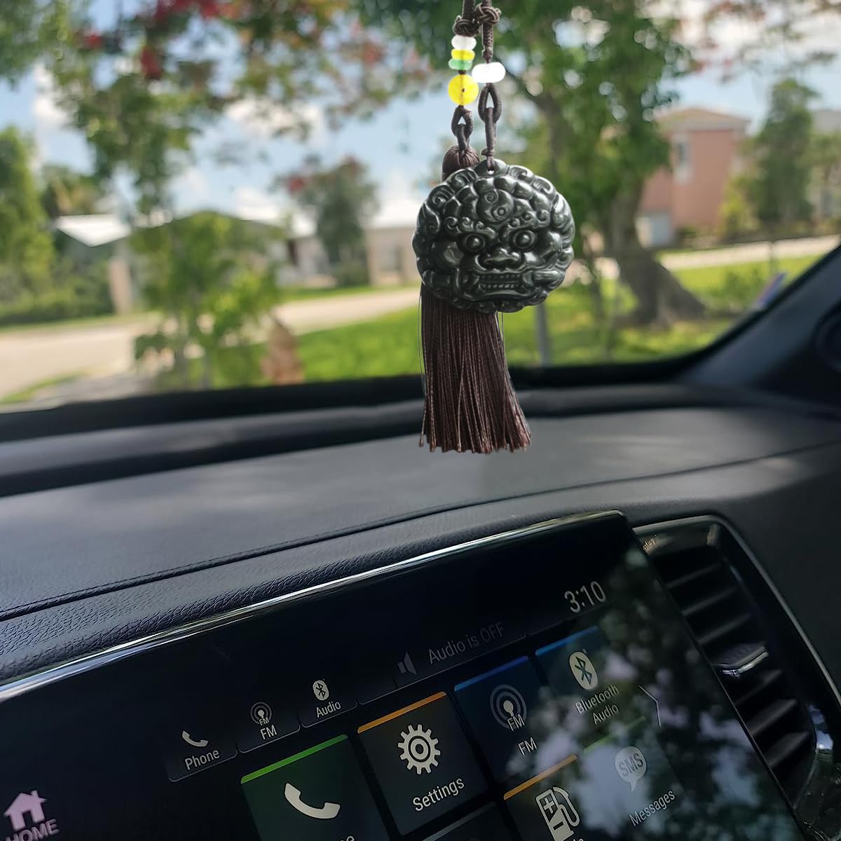 Obsidian Crystal Car Hanging Ornament - Lucky Swinging Mirror Decor for Protection | Feng Shui Car Accessories Gift for Men & Women | Perfect for Daily Commute, Road Trips & Safe Driving