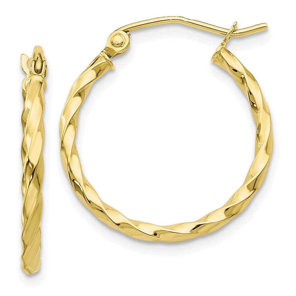 10K Gold Twist Hoop Earrings for Women - Polished Fine Jewelry - Perfect for Everyday Wear, Parties & Special Occasions